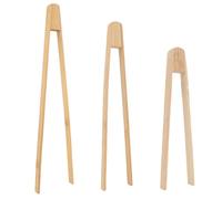 JYNXOR 3pcs pinzas de bambú reutilizables clásicas, pinzas de madera para asar, Pinzas Cocina Madera,ideales para tostadora, fruta, pan y pepinillos, utensilios de cocina para queso(3 tamaños)