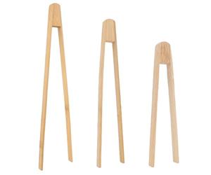 JYNXOR 3pcs pinzas de bambú reutilizables clásicas, pinzas de madera para asar, Pinzas Cocina Madera,ideales para tostadora, fruta, pan y pepinillos, utensilios de cocina para queso(3 tamaños)