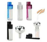 JYNXOR 4 botellas de especias con mini embudo con 1 Mini Embudo, botella de polvo de especias, botella de cristal pequeña, botella dispensadora de especias, Adecuada para Acampar Viajar Barbacoa