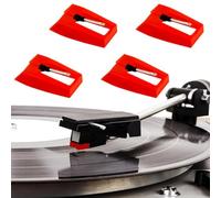 JYNXOR 4 Pcs Aguja Tocadiscos, Agujas De Repuesto Para Tocadiscos, Lápiz Giratorio Repuesto, Aguja De Diamante Para Tocadiscos Para La Mayoría Tocadiscos De Vinilo, Fonógrafo (Rojo)
