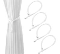 JYNXOR 4 Pezzi Fermatende per Tenda, Fermatende Corda Fermatenda Tenda in Cotone Naturale, Corda per Tende con Fermatenda Fatti a Mano, Cordini per Tenda Trasparenti e Oscuranti in Corda di Cotone