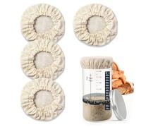 JYNXOR 4 Piezas Fundas Reutilizables Para Tarros De Masa Madre, Tapas De FermentacióN Que Se Adaptan A Bocas De Tarro, Cubiertas De Tela EláStica, Cubierta Transpirable Para Tarros De Masa Madre
