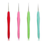 JYNXOR 4 Pzs Agujas de Ganchillo Kit, Aguja Crochet, Agujas Ganchillo 0.5, 0.75, 1, 1.25mm Ganchillos Crochet Coloridas con Mango Ergonómico Accesorios Kit de Ganchos de Ganchillo para Principiantes