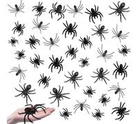 JYNXOR 50 Piezas Falso Araña, Araña de Plástico, Juguete de Araña Falsa de Plástico Realista, Negro Halloween Arañas Realistas, Arañas Aterradoras, para Fiestas de Halloween Día de los Inocentes