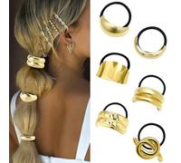 JYNXOR 6 pcs gomas para el pelo para cola de caballo, puño de metal dorado, Cinta Elástica Atacaño para el Pelo, para coletas doradas, gomas para el pelo punk, para accesorios de cabello finos