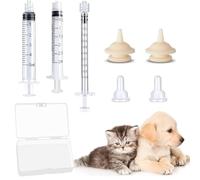 JYNXOR 7 Pcs Jeringas de Alimentación para Gatitos,Pezón para Mascotas con Jeringa de Comida,Jeringa de Alimentación de Pezón de Silicona para Gatitos y Cachorros,Pezones Reutilizables para Mascotas