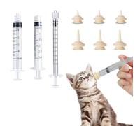 JYNXOR 9 Pcs Jeringas de Alimentación para Gatitos,Pezón para Mascotas con Jeringa de Comida,Jeringa de Alimentación de Pezón de Silicona para Gatitos y Cachorros,Pezones Reutilizables para Mascotas