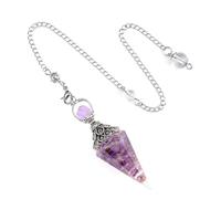 JYNXOR Péndulo De Cristal, Amatista Piedra Natural, Colgante Pendulos Adivinacion, Pendulo Hebreo, Pendulos Radiestesia, Equilibrio Reiki, Péndulo Hexagonal Para Chakra, Reiki, Adivinación, Meditación