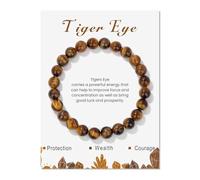 JYNXOR Pulsera Ojo De Tigre Piedra Natural, Pulseras De Cuentas Para Las Mujeres y Hombre, 8mm, Joyería De Chakra Regalos, Hilo Elastico Con Cuentas De Bolas, Cristales Curativos Sanacion y Curacion