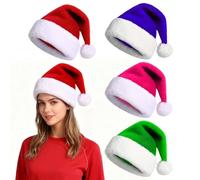 JynxtoyZeal 4 Pcs Gorro de Navidad de Peluche Gorro de Navidad para Invierno Sombrero de Navidades Cómodo Include Rosso, Rosa, Viola e Verde È l’accessorio Ideale per le Feste di Natale