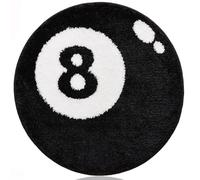 JynxtoyZeal Alfombra de Billar, Alfombra Circular Negra con Bola 8, Rug de Snooker Antipilling, Tapetes de Snooker para Habitaciones Infantiles,Rug para Silla(60 × 60 cm)