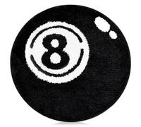 JynxtoyZeal Alfombra de Billar, Alfombra Circular Negra con Bola 8, Rug de Snooker Antipilling, Tapetes de Snooker para Habitaciones Infantiles,Rug para Silla(60 × 60 cm)