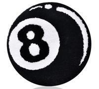 JynxtoyZeal Alfombra de Billar, Alfombra de Snooker para Habitaciones Infantiles,Rug Circular Negra con Bola 8,Rug de Snooker Antipilling(60 × 60 cm)