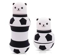 JynxtoyZeal Estuche de Silicona 2 en 1 Lindo Estuche Escolar de Silicona Suave Estuches y Porta Bolígrafos Oso Fútbol Estuches para Lápices para la Escuela (Negro)