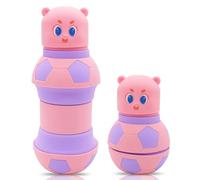 JynxtoyZeal Estuche de Silicona Animal Lindo Estuche Escolar de Silicona 2 en 1 Fútbol Telescópico Estuches y Porta Bolígrafos para Lápices para la Escuela (Rosa)