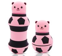 JynxtoyZeal Estuche de Silicona de Animales Lindo Estuche Escolar 2 en 1 Portabolígrafos de Mesa Oso Fútbol Estuches para Lápices para la Escuela (Rosa)