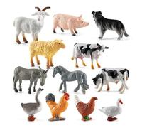 JynxtoyZeal Juguetes de Animales en Miniatura Juguetes Educativos de Granja Modelos de Animales de PVC Include Maiale, Cane, Capra, Pecora, Mucca, Asino, Cavallo, Oca, Gallina e Anatra