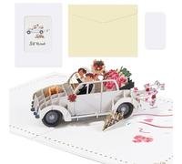JynxtoyZeal Tarjetas Felicitacion Boda Tarjeta Boda Pop Up 3D Just Married Tarjeta de Coche con Sobre y Tarjetas en Blanco, Regalo de Dinero para Viajes de Bodas Compromiso Aniversario