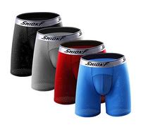 Jyoisa Ropa Interior Hombre Deportiva Calzoncillos Boxer de Malla Hueca de Seda de Hielo Pantalones Regulares de Pierna Larga S M L XL XXL (XXL, Mix Color)