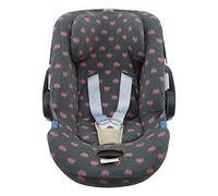 JYOKO Kids Funda de Algodón para Silla de Coche Compatible con Cybex Aton Cloud- Q-M-2-4-5 (ATON 2, Flúor Heart)