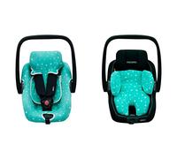 JYOKO KIDS Funda de algodón para silla de coche compatible con Maxi Cosi Recaro Zero, I-Size y Funda de algodón para reductor talla 0 (Mint Sparkles)