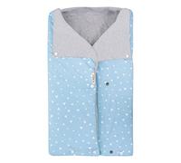 JYOKO Kids Saco Capazo para Bebé de Algodón Orgánico Extra Suave - Antialérgico, Protección Óptima contra el Viento y Frío - Ideal para Piel Sensible, Recién Nacidos y Bebés (Blue Sparkles, Algodon)