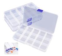 Jyongrmy 3 Piezas Caja Clasificadora Plastico Transparente con 15 Compartimentos Ajustable, Caja Organizadora Compartimentos Pequeña para Guardar Tornillos, Pendientes, Cuentas y Objetos Pequeños