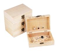 Jyongrmy 4 Piezas Pequeño Caja de Madera con Tapa, 15 X 10 X 5 cm Cajas Madera Pequeñas para Decorar, Estilo Vintage Mini Cofre del Tesoro para Guardar Joyas, Manualidades DIY, Decoración de Regalos