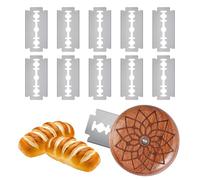 Jyongrmy Cuchilla Panadero, Acero Inoxidable Cuchilla para Grabar Decorar Pan con 10 Hojas, Mango Redondo de Madera Cuchillo de Masa para Crear Diseños de Pan Caseros, Cortar Pasteles y Baguettes