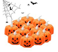 JYPS 12PCS Velas de Halloween LED,Calabaza Halloween Luz,Velas Led Efecto sin Llama Parpadeo,Decoracion Halloween Calabaza,Halloween Decoración para Interior y Exterior