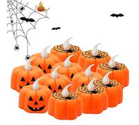 JYPS 12PCS Velas de Halloween LED,Calabaza Halloween Luz,Velas Led Efecto sin Llama Parpadeo,Decoracion Halloween Calabaza,Halloween Decoración para Interior y Exterior