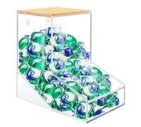 JYPS Almacenamiento de detergente, tamaño ampliado, dispensador de dulces de acrílico con 2 tapas, soporte de pie o montaje en pared, caja de detergente, contenedor de detergente de almacenamiento