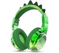 JYPS Auriculares Niños, Metálico Cascos Inalámbricos Bluetooth Niña, 40h Tiempo de Reproducción, 74/85/94dB Limitador Volumen, Bluetooth5.3, Auriculares Infantiles para iPad/Tablet (dinosaurio, verde)