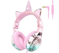 JYPS Auriculares Niños, Metálico Cascos Niña, Shareport, 85/94dBA Volumen Limitado, con Jack de 3,5 mm, Auriculares Infantiles con Cable Plegables para Tableta/Kindle Fire