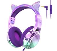 JYPS Auriculares Niños, Metálico Cascos Niña, Shareport, 85/94dBA Volumen Limitado, con Jack de 3,5 mm, Auriculares Infantiles con Cable Plegables para Tableta/Kindle Fire