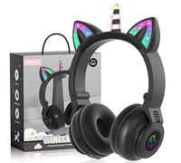JYPS Auriculares Niños, Unicorn Auriculares Inalámbricos Bluetooth Niña con Luces LEDo, Cascos Infantiles Bluetooth con Cable,Cascos Inalámbricos Niña para iPad/Tablet/Escuela/Musica