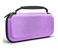 JYPS Brillante Funda Compatible con Nintendo Switch y OLED, Funda de Transporte con Mango, Bolsa Protectora rígida para Viaje Consola y Accesorios (Morado)