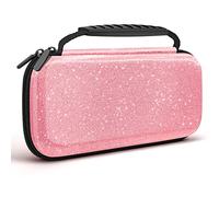 JYPS Brillante Funda Compatible con Nintendo Switch y OLED, Funda de Transporte con Mango, Bolsa Protectora rígida para Viaje Consola y Accesorios (Rosa)