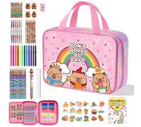 JYPS Capybara Maletin Pinturas para Niñas, 73 Piezas Juego Estuche de Pintura con Lapices Colores, Libro Pintado, Perfumado Rotuladores, Juguetes Pinturas Regalo para Niños 4 5 7 8 10 años