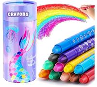 JYPS Ceras de Colores para Niños, 12 Colores Brillantes y No-Tóxicos Ceras Set con Sirena Portalápices, Enroscable y Lavables Pinturas para Bebe 1-3 año, Material Escolar Regalos para Niños