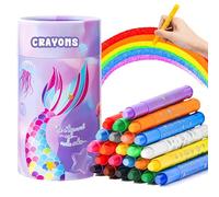JYPS Ceras de Colores para Niños, 24 Colores Brillantes y No-Tóxicos Ceras Set con Sirena Portalápices, Enroscable y Lavables Pinturas para Bebe 1-3 año, Material Escolar Regalos para Niños