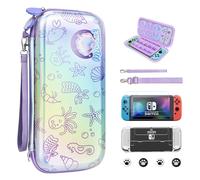 JYPS Funda Compatible con Nintendo Switch OLED, 10 en 1 Rígida Funda de Transporte Estuche Switch, Bolsa Switch Protectora de Viaje con Funda Protectora, Protector de Pantalla el Accesorios, Morado