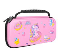 JYPS Nintendo Switch Tasche mädchen,Nintendo Switch Tasche Einhorn, Harte tragbare Reisetasche mit Taschen für Zubehör und Spiele (Rosa)