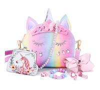 JYPS Sac à Main Licorne pour Petites Filles, 7Pcs Avec Sac à Main et Bijoux pour Enfants, Accessoires pour Jeux de rôles, cadeaux d'anniversaire, Cadeau Licorne, jouet