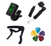 JYS - Afinador de guitarra digital, afinador electrónico, herramienta de sujeción de guitarra, enrollador de cuerdas de guitarra, cortador de cuerdas de guitarra, extractor de pines de guitarra, púas
