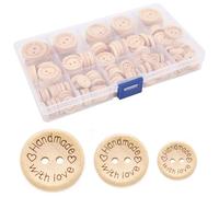 JYSNOW 150 Piezas Botones de Madera, 2 Agujeros Natural Forma Redonda Botón Madera, Decorativos Hechos a Mano, para Coser y Crear Decoraciones Tamaño Mixto (15 20 25 mm)
