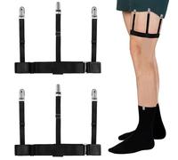 JYSNOW 2 Piezas Sujeta Camisas Hombre, Estancia de Camisa Hombre Ajustable Elástico, con Pinzas Antideslizantes Para Mete La Camisa en Pantalón Para Boda, Policia, Militar (Negro)