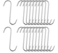 JYSNOW 20 Piezas Ganchos de Carnicería, 13 cm Ganchos Forma de S, Gancho de Carne de Acero Inoxidable, Gancho de Carnicero, para Colgar Anguilas, Truchas, Ternera, Cerdo, Pollo (Estilo 1)