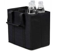 JYSNOW Bolsa para Botella, Porta Botellas de Fieltro con 6 Compartimentos y Asas, Compartimentos Reutilizable Bolsa Transporte de Botellas Plegable, para Vino, Cerveza, Champán (Negro)