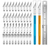 JYSNOW Cuter Manualidades Precision, Juego de Cuchillos, 2 Piezas Bisturí con 40 Cuchillas y 1 Regla de Acero, Cutter Modelismo, Cuchillo Artesanal para Cortar y Tallar